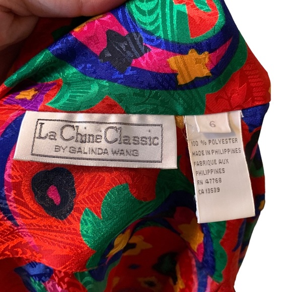 Vintage La Chine Classic Multicolor Blouse Size 6 - Picture 8 of 8